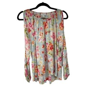 J. Jill Floral Cold Shoulder Cottagecore Rayon Blouse